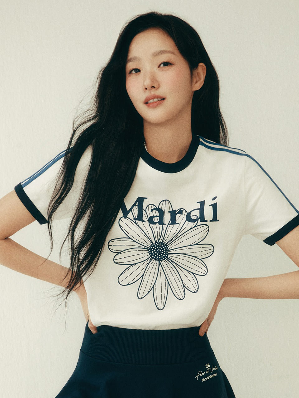 MARDI MERCREDI Slim Ringer Tshirt Flowermardi