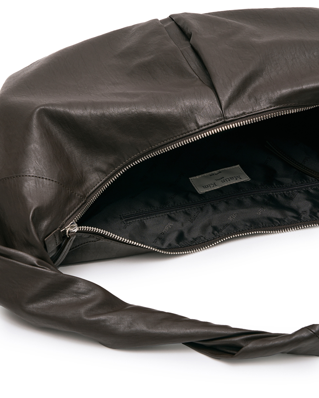 MATIN KIM 046 Twist Handle Large Hobo Back - Dark Brown