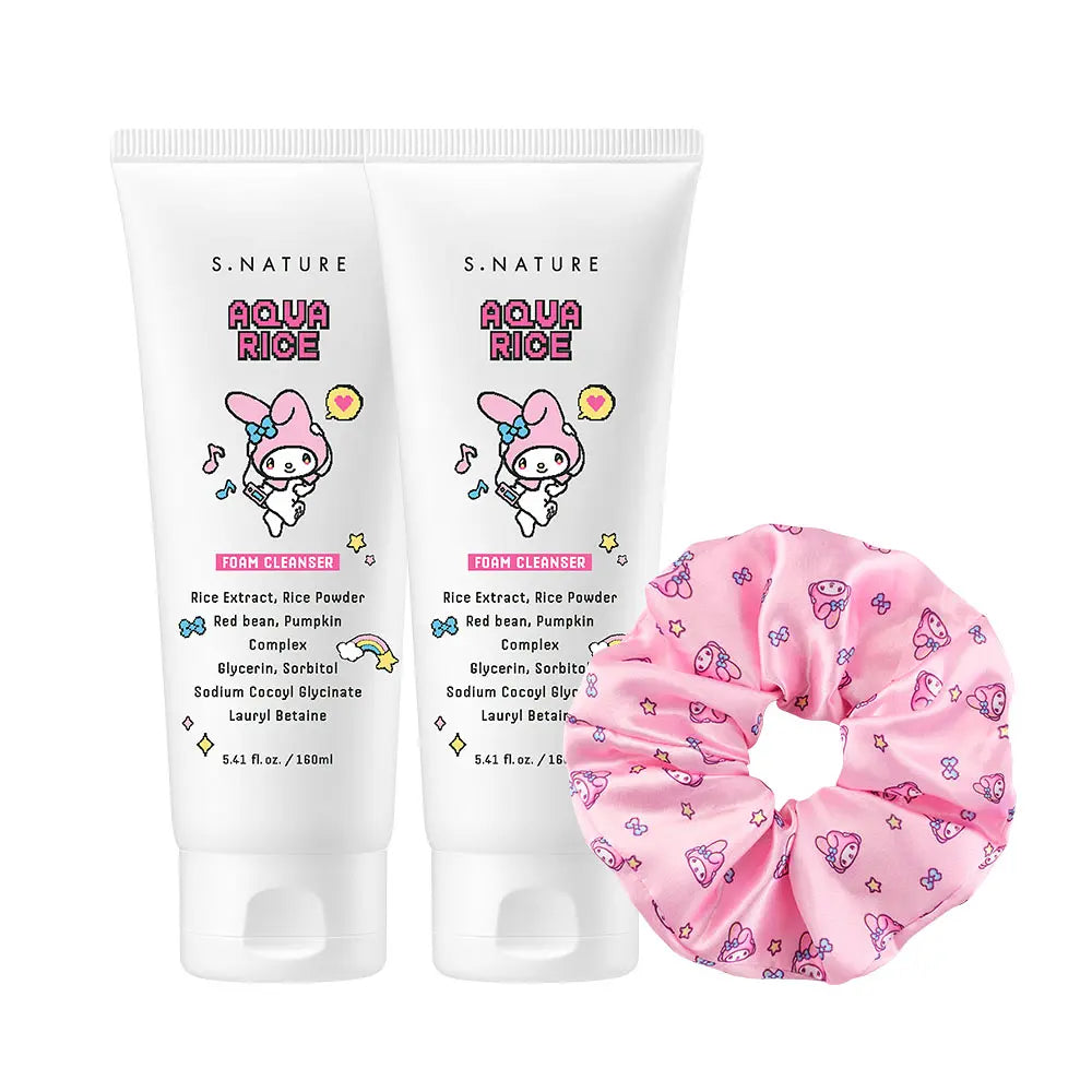 S.NATURE Aqua Rice pH-Balancing Foam | 160ml + 160ml + Scrunchie