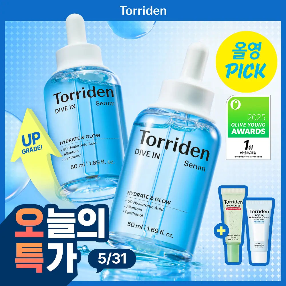 TORRIDEN Dive-In Serum | 50ml+50ml+Cica serum 20ml + Sun screen 20ml