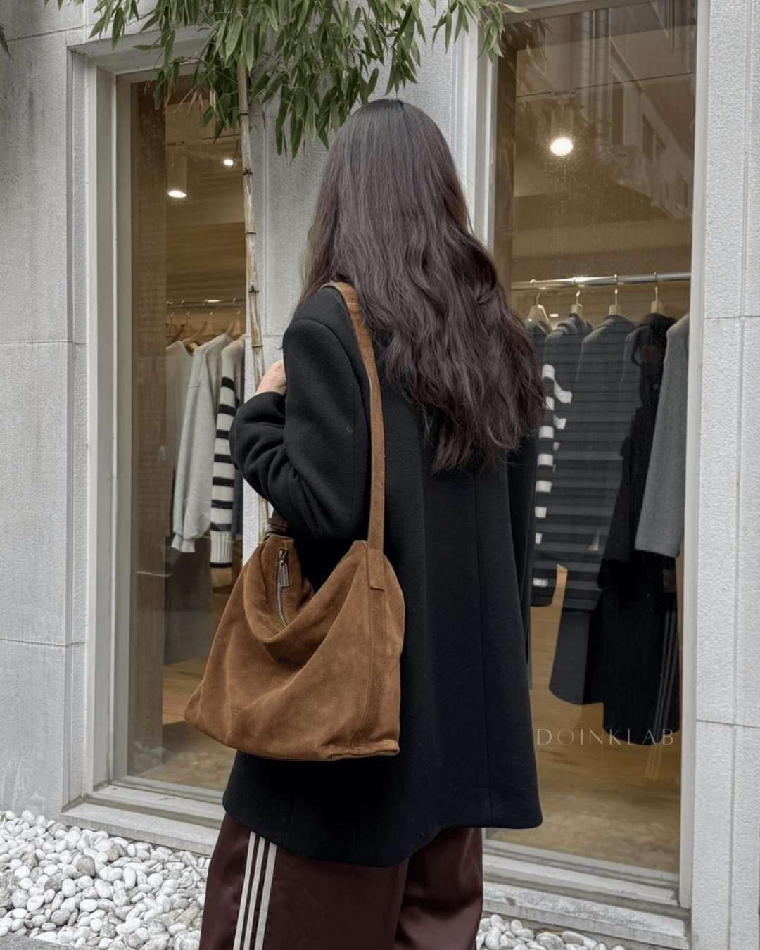 BUCKS AND LEATHER Low Bag Suede 新款拉链慵懒包-麂皮