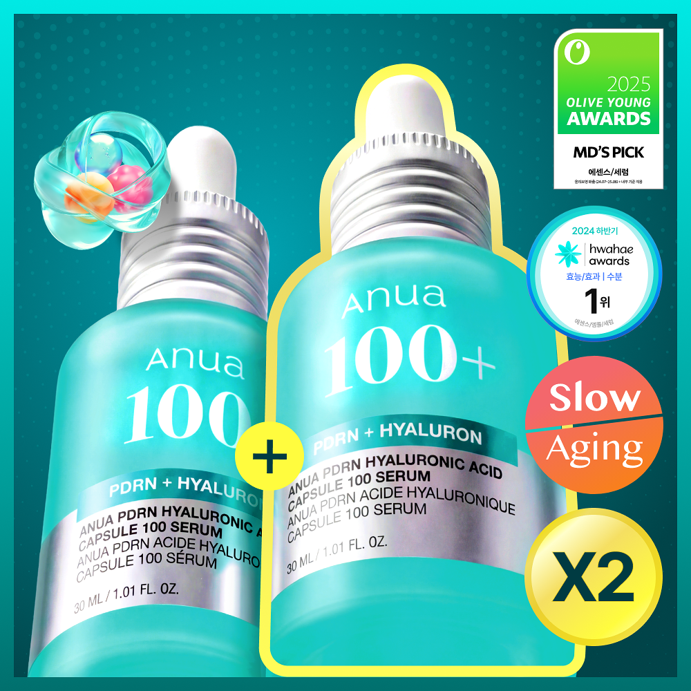 ANUA PDRN Hyaluronic Acid Capsule 100 Serum | 30ml + 30ml + Mask 1Pcs