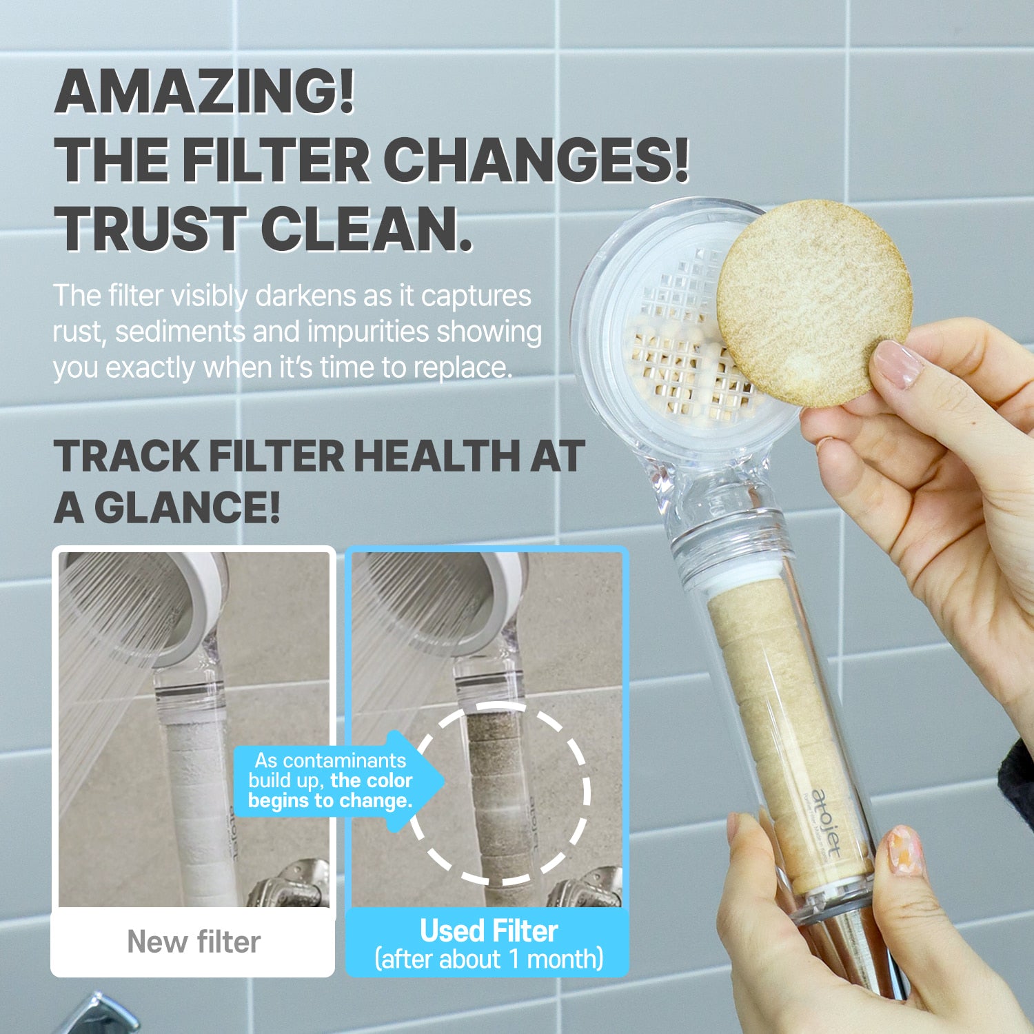 ATOJET 001 Portable Filter Shower Head ( with 3 Filter Set )