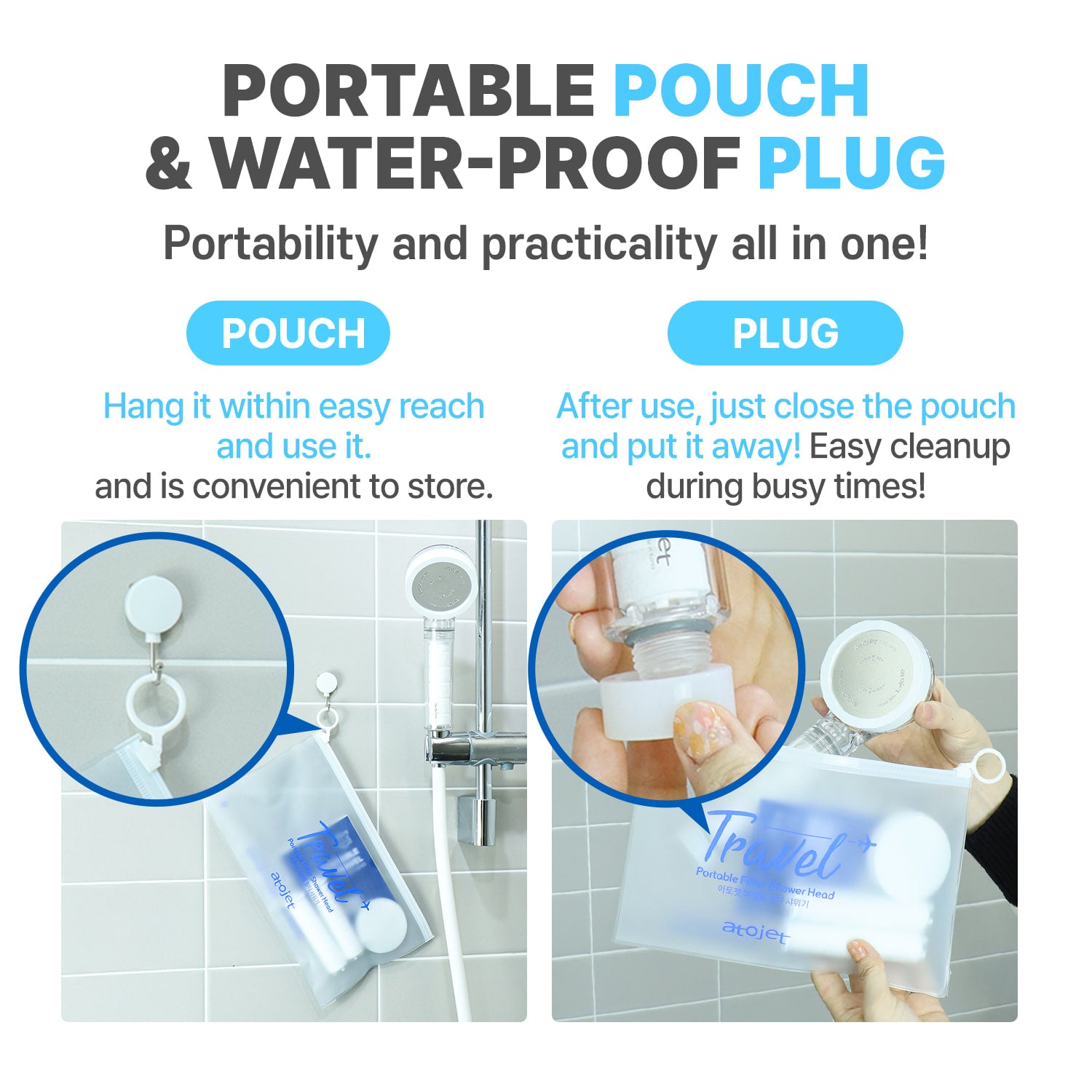 ATOJET 001 Portable Filter Shower Head ( with 3 Filter Set )