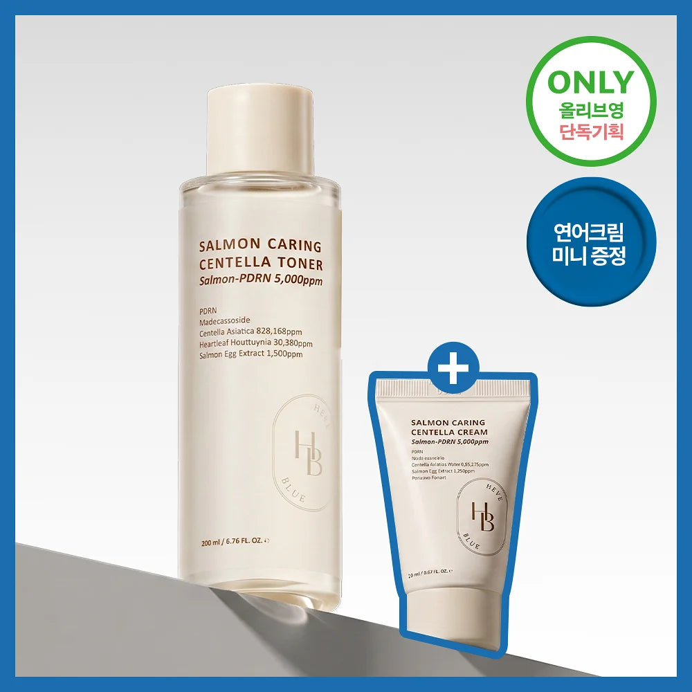 HEVEBLUE Salmon Caring Centella Bubble Toner-Ssence 95ml + Cream 20ml