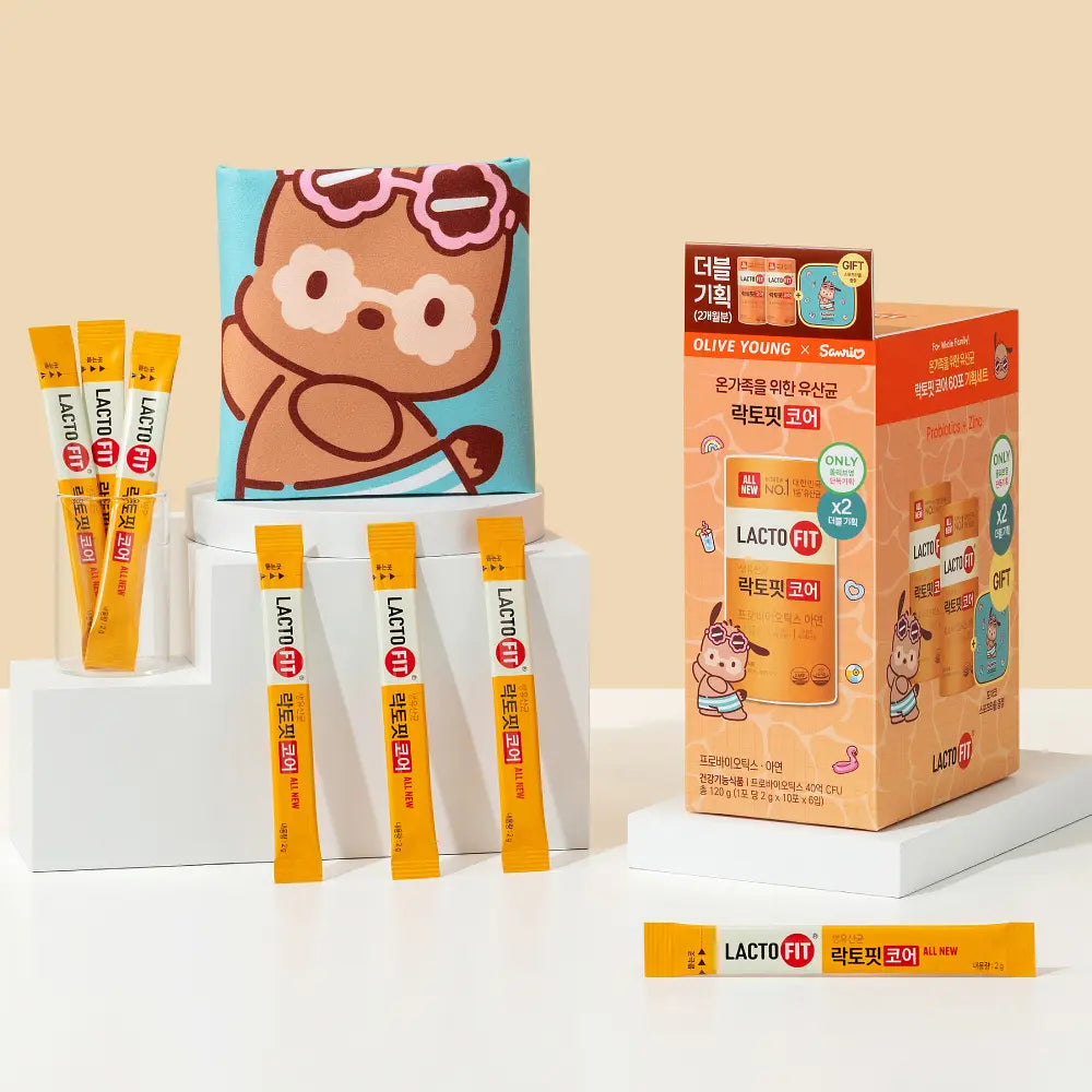 LACTOFIT Probiotics Core | 60pcs (2 month supply) + Pochacco Sports towel