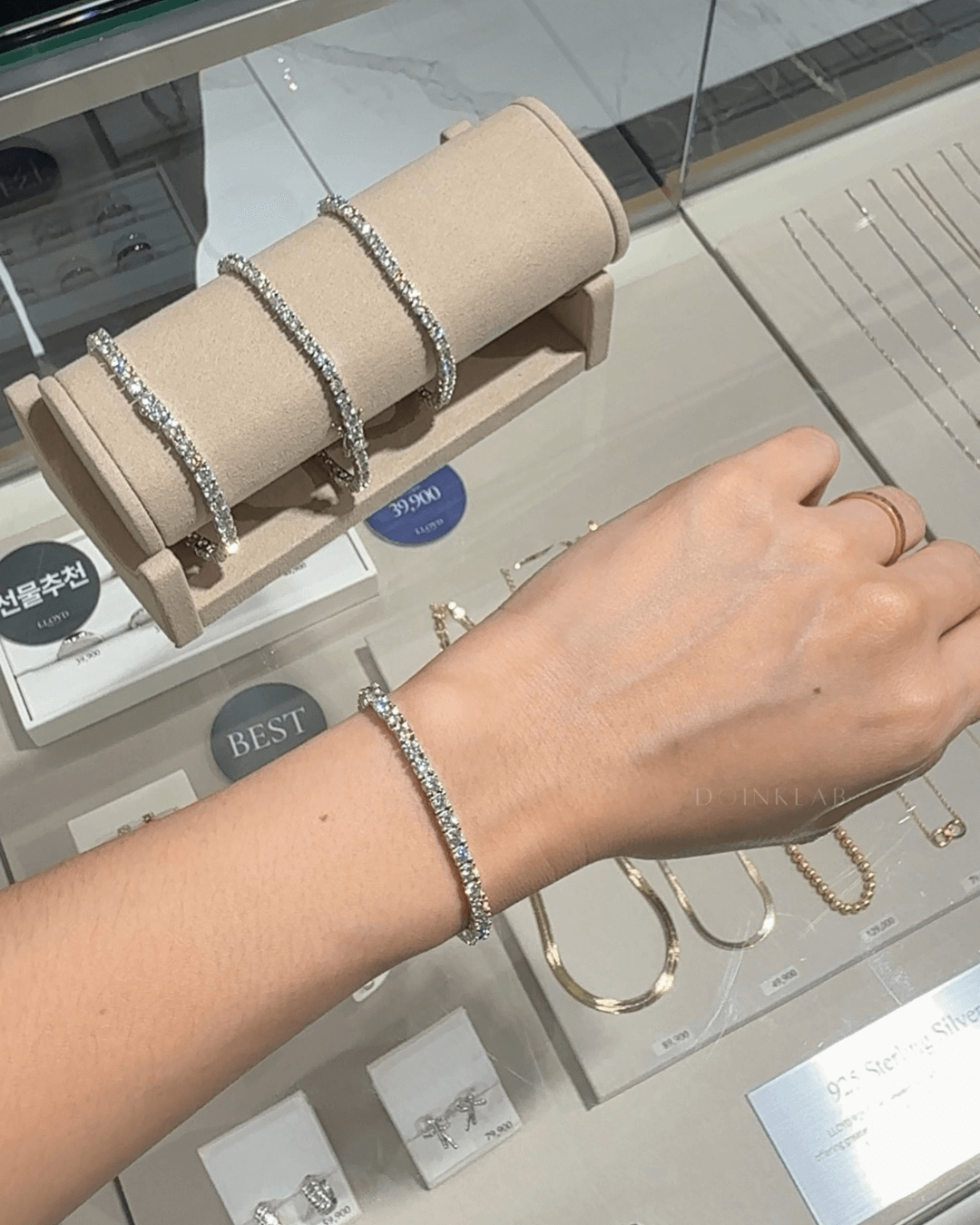 LLOYD Brass 铜镀银 网球手链 Tennis Bracelet
