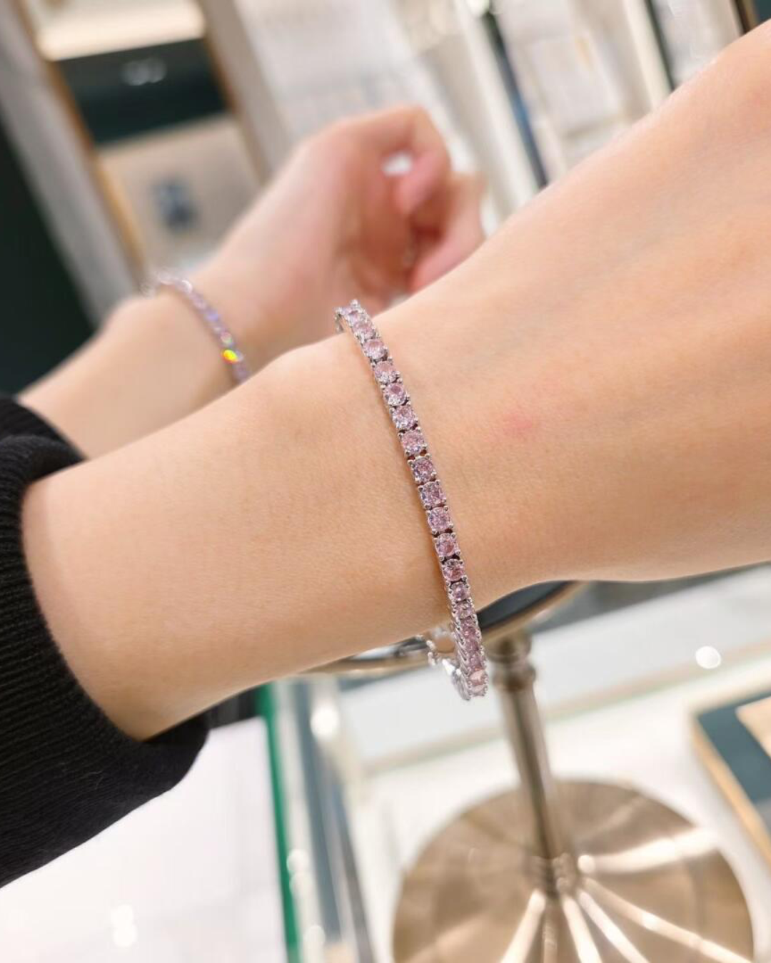 LLOYD 087 Brass Tennis Bracelet (Pink) 铜镀银 网球手链 (粉色) 16CM