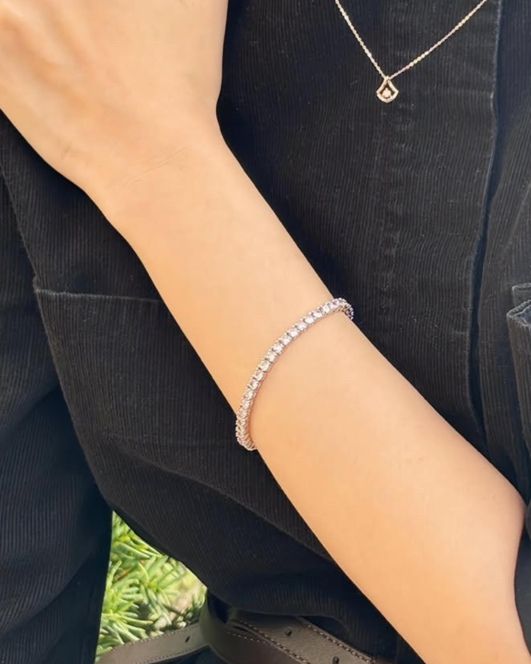 LLOYD 087 Brass Tennis Bracelet (Pink) 铜镀银 网球手链 (粉色) 16CM