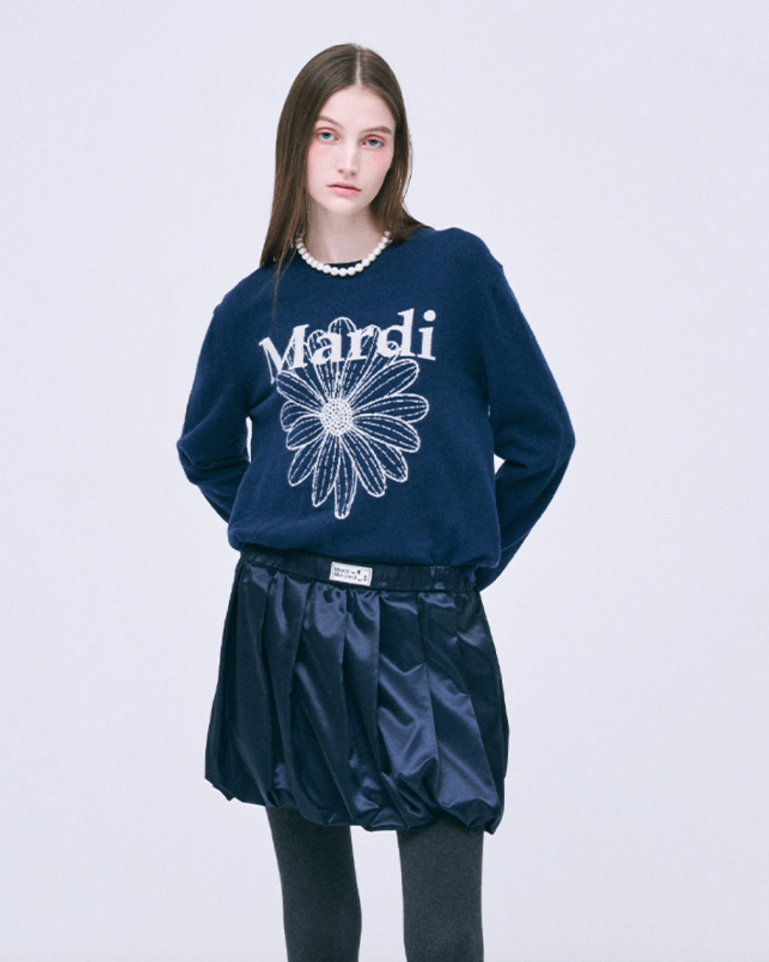 MARDI MERCREDI CASHMERE CREW NECK FLOWERMARDI