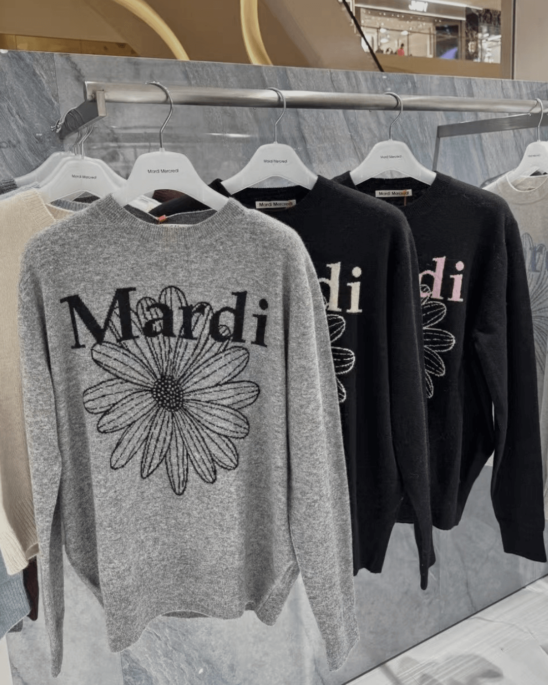 MARDI MERCREDI CASHMERE CREW NECK FLOWERMARDI