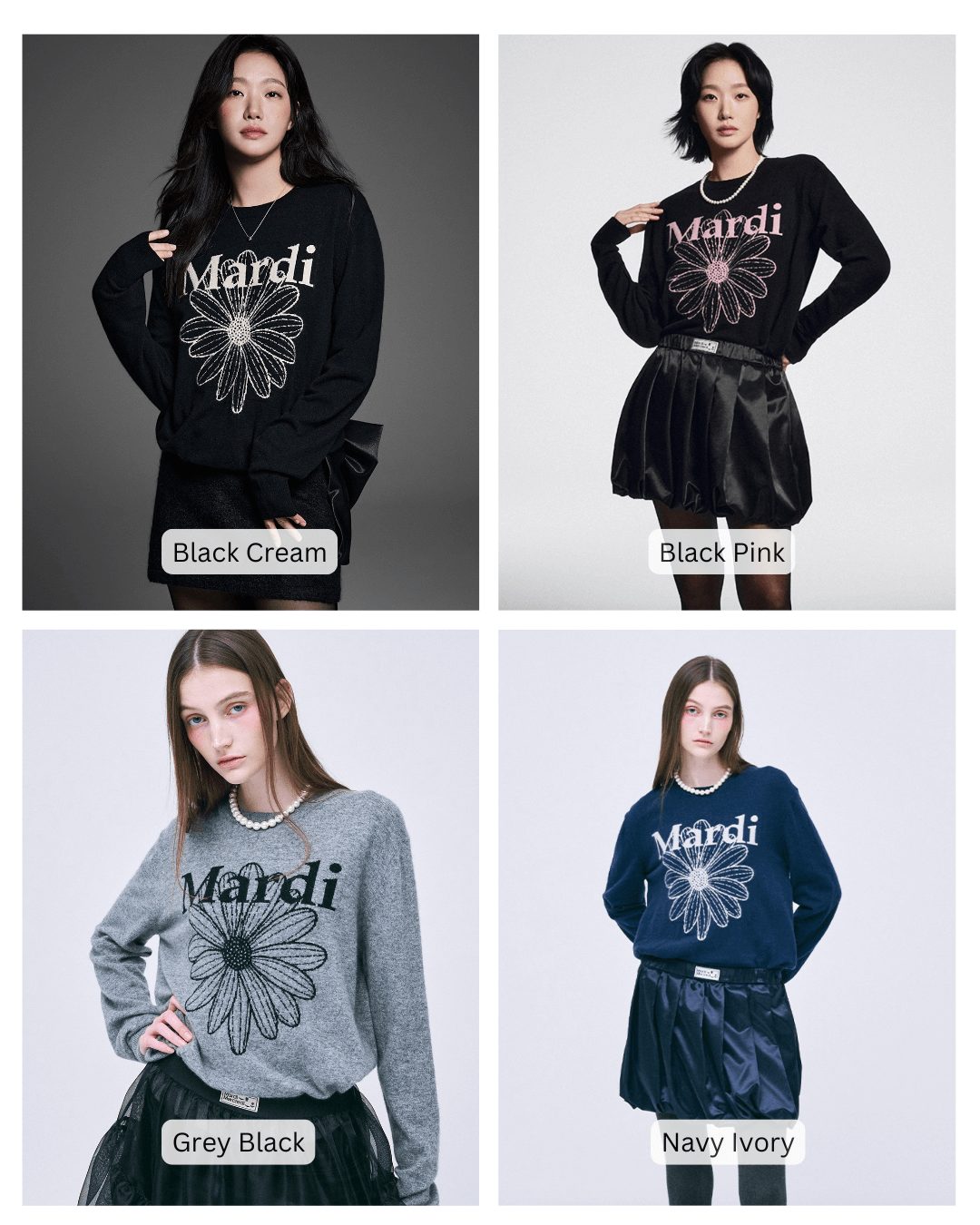 MARDI MERCREDI CASHMERE CREW NECK FLOWERMARDI