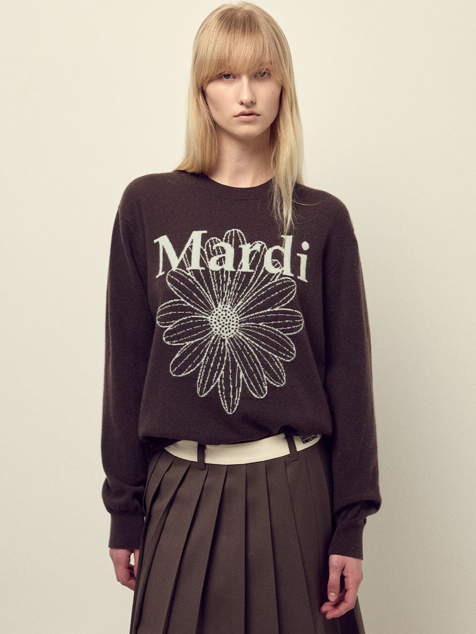 MARDI MERCREDI CASHMERE CREW NECK FLOWERMARDI