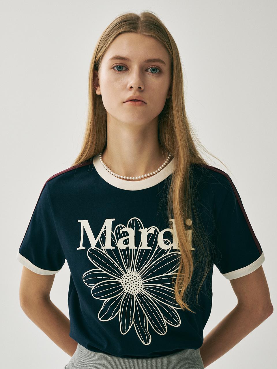 MARDI MERCREDI Slim Ringer Tshirt Flowermardi