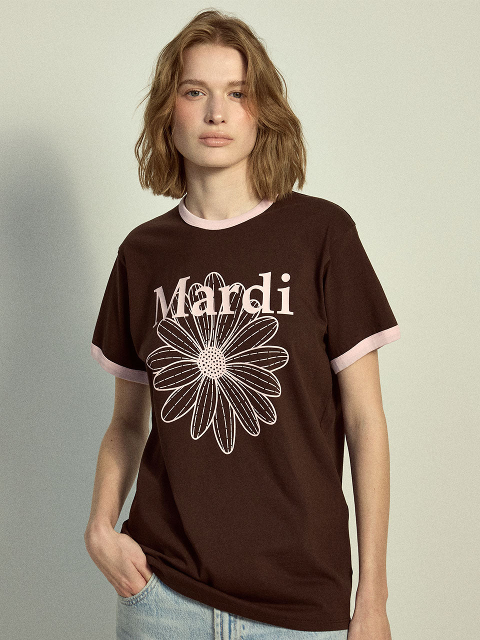 MARDI MERCREDI Slim Ringer Tshirt Flowermardi