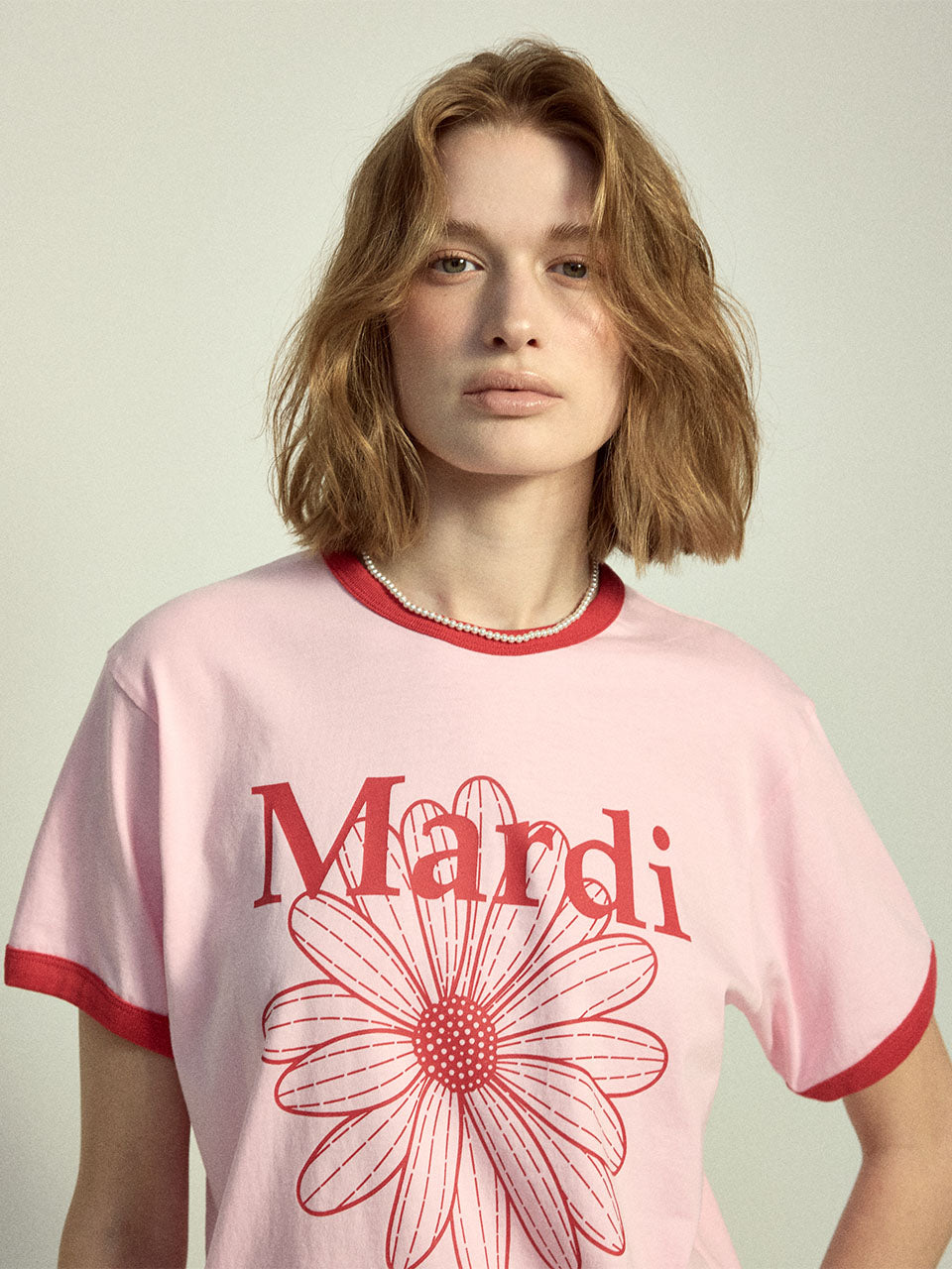 MARDI MERCREDI Slim Ringer Tshirt Flowermardi