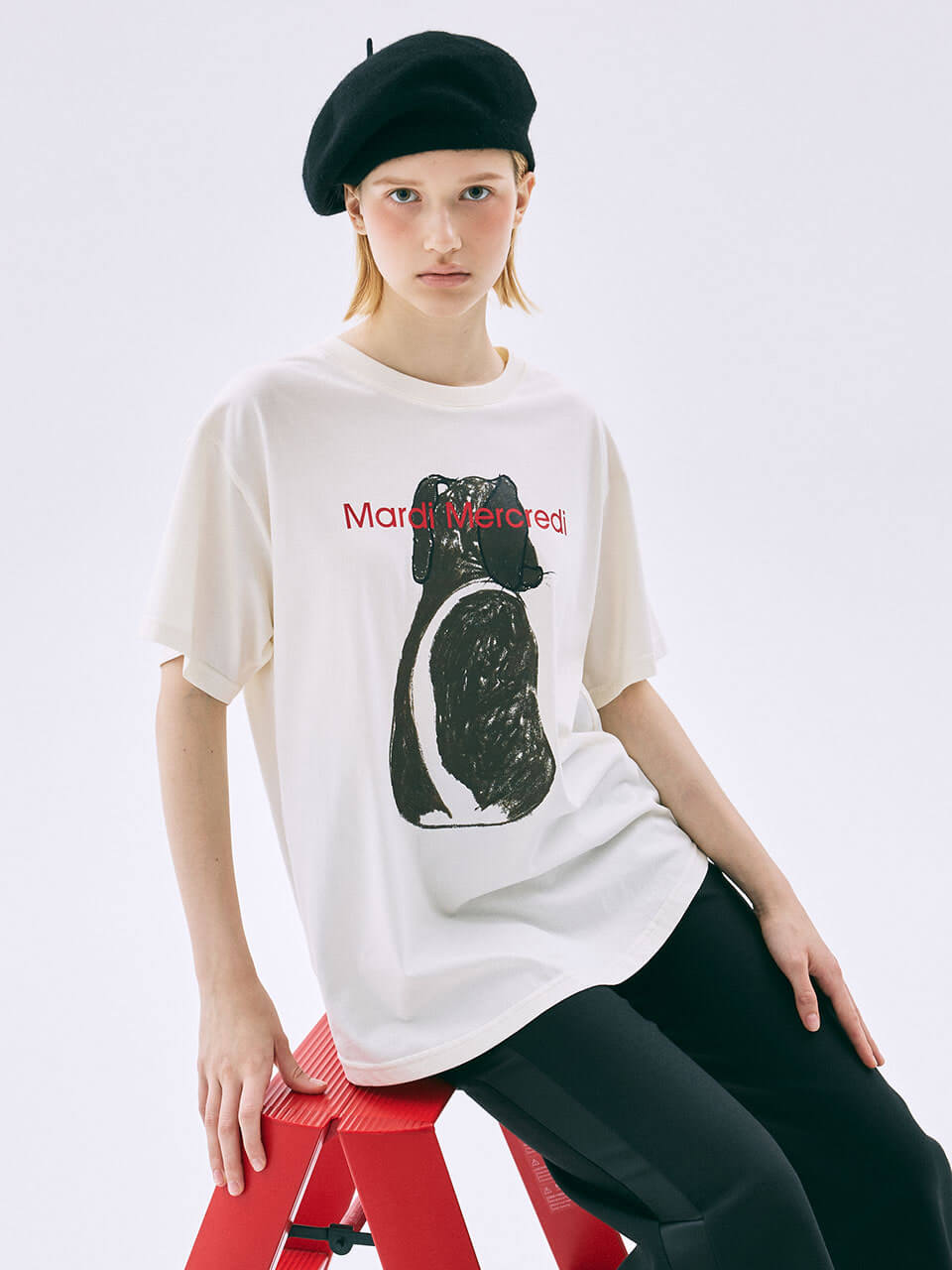 MARDI MERCREDI Tshirt Drawing CH Ddanji (Color Cream)