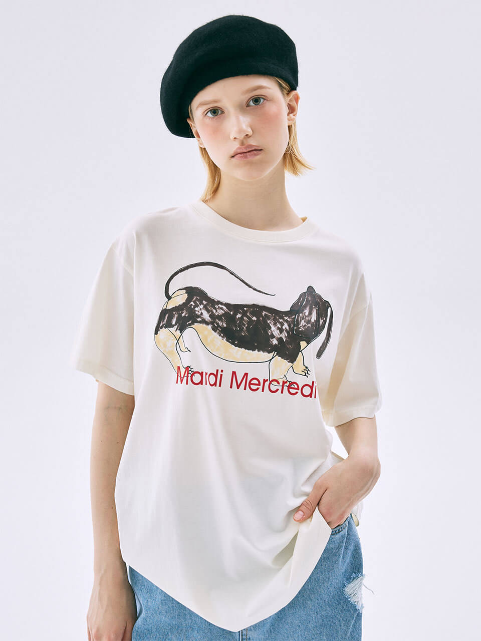 MARDI MERCREDI Tshirt Drawing CH Ddanji (Color Cream)