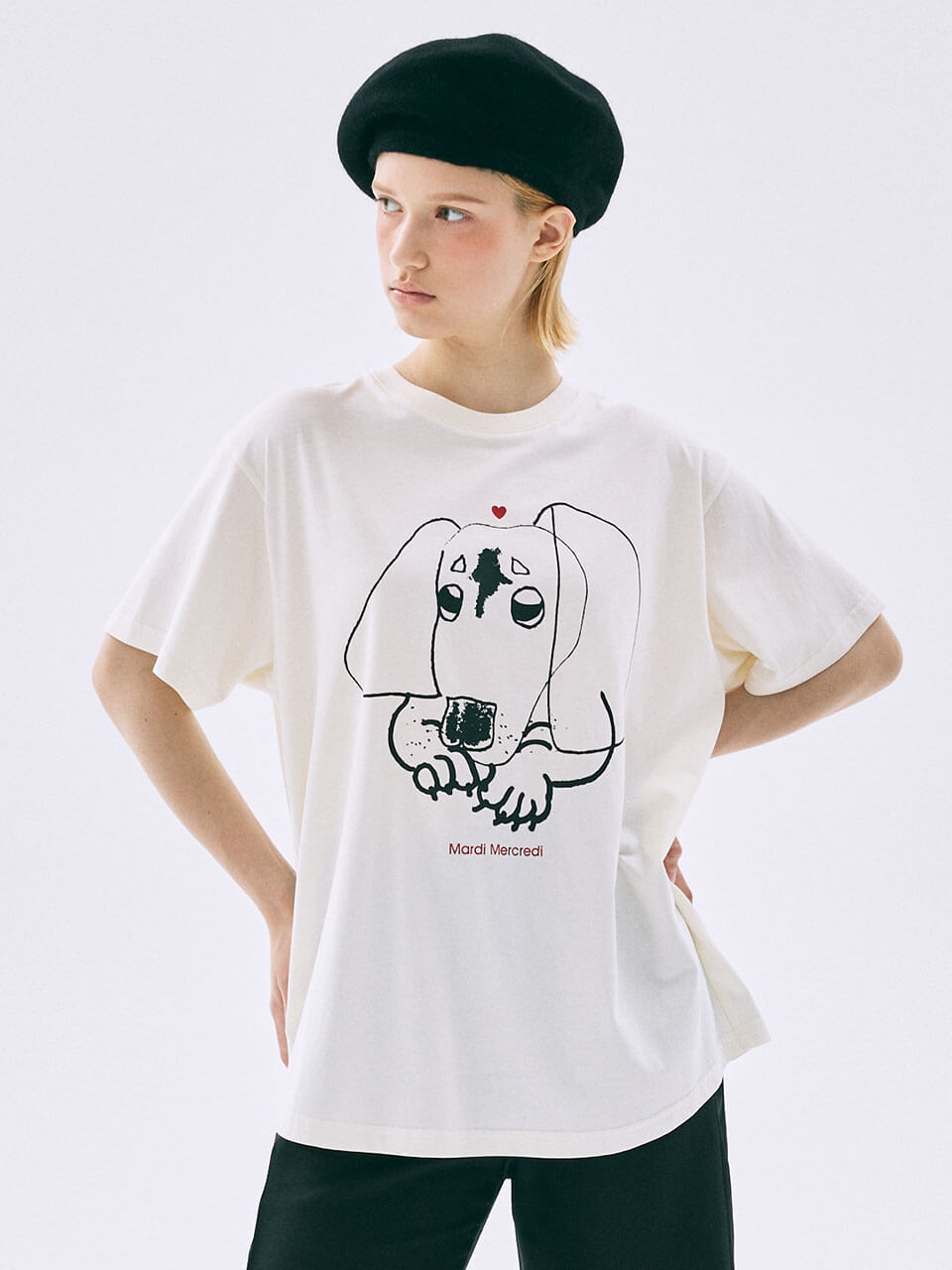 MARDI MERCREDI Tshirt Drawing CH Ddanji (Color Cream)
