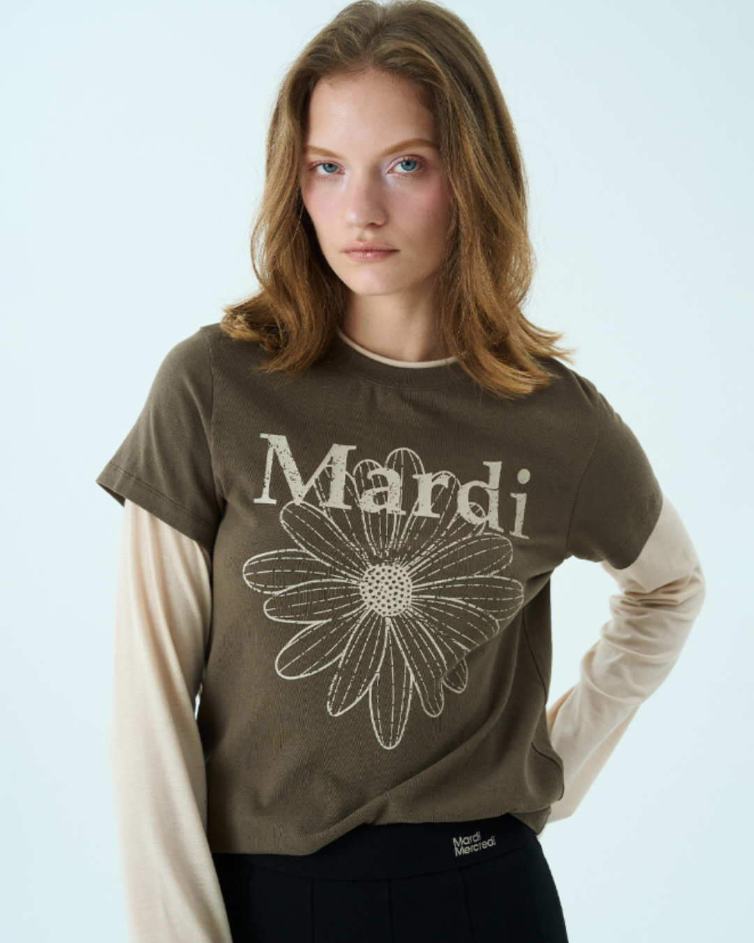 MARDI 121 SLIM TSHIRT LONG SLEEVE LAYERED FLOWERMARDI CRACKED
