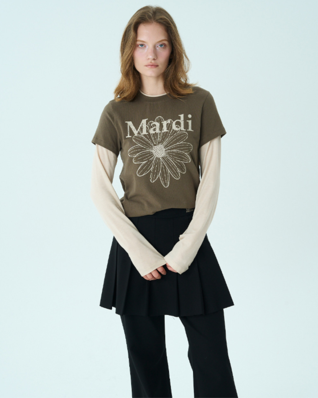 MARDI 121 SLIM TSHIRT LONG SLEEVE LAYERED FLOWERMARDI CRACKED