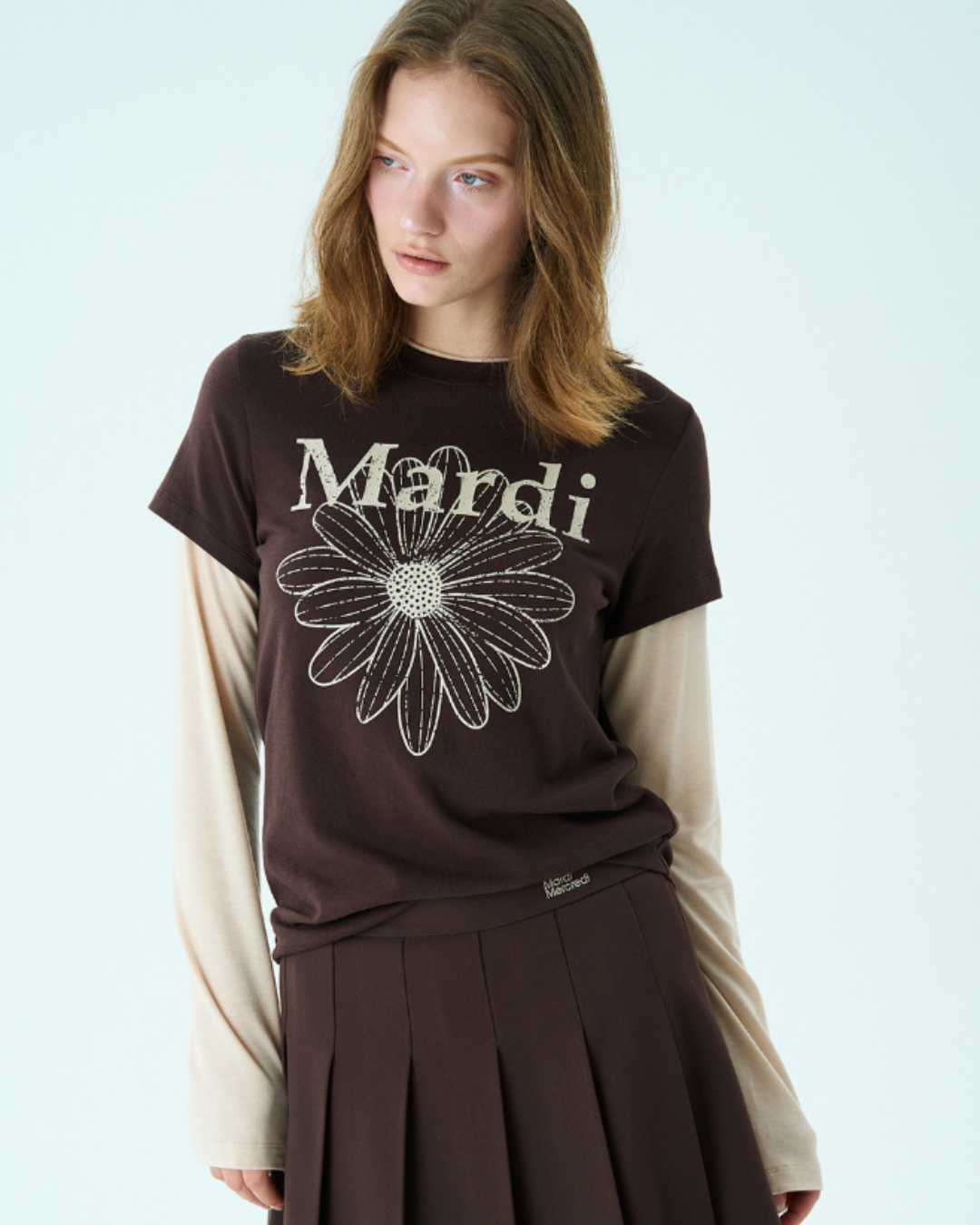 MARDI 121 SLIM TSHIRT LONG SLEEVE LAYERED FLOWERMARDI CRACKED