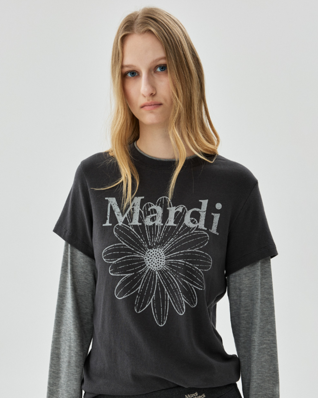 MARDI 121 SLIM TSHIRT LONG SLEEVE LAYERED FLOWERMARDI CRACKED