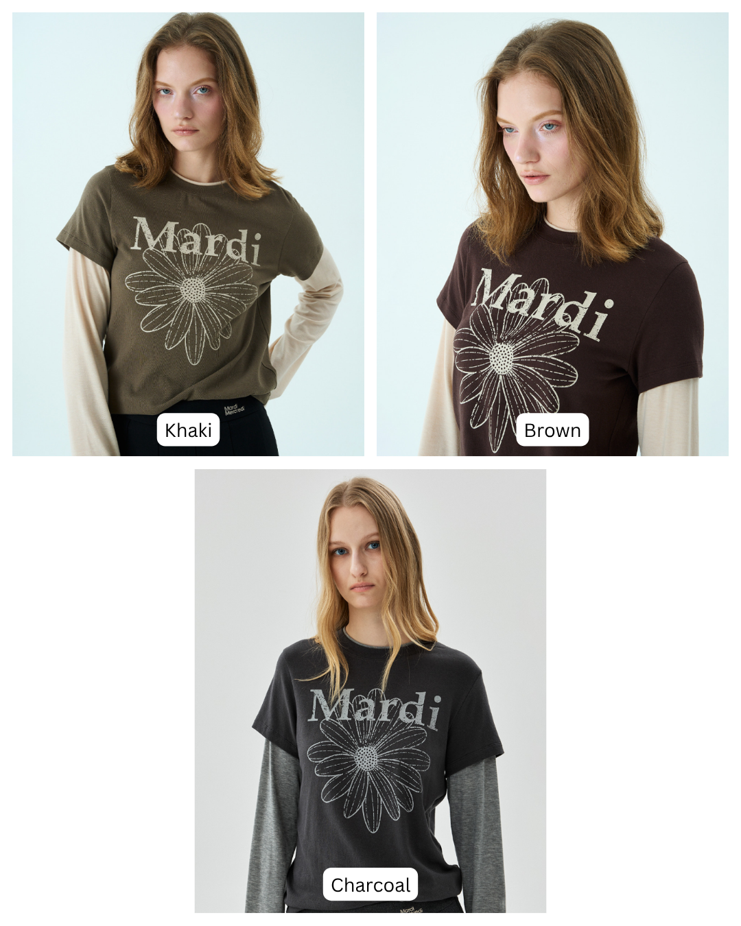 MARDI 121 SLIM TSHIRT LONG SLEEVE LAYERED FLOWERMARDI CRACKED