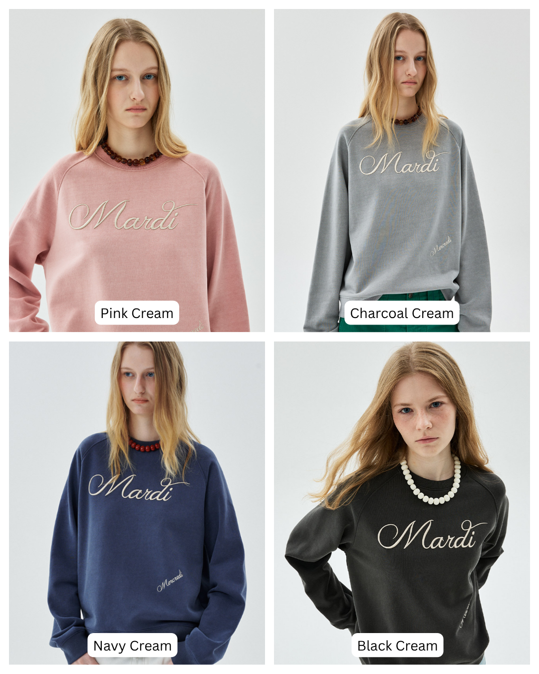 MARDI 108 SWEATSHIRT RAGLAN SCRIPT LOGO NEEDLEWORK