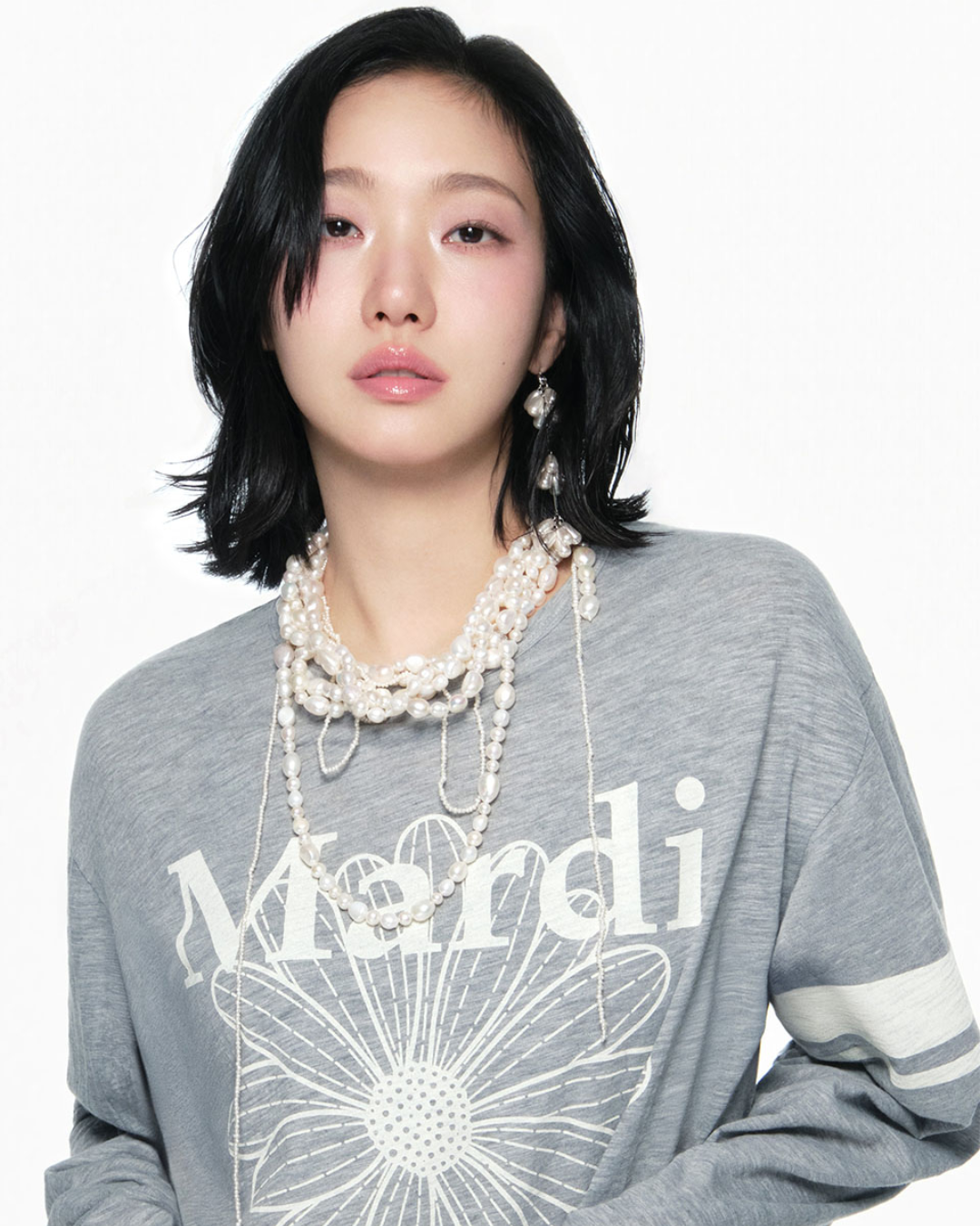 MARDI 114 SLUB COTTON RELAXED TSHIRT LONG SLEEVE FLOWERMARDI