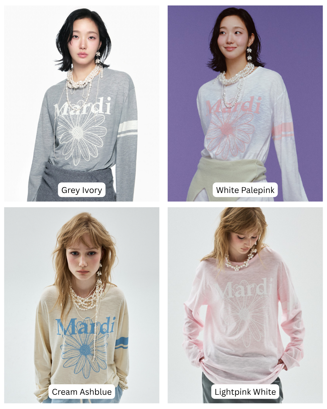 MARDI 114 SLUB COTTON RELAXED TSHIRT LONG SLEEVE FLOWERMARDI