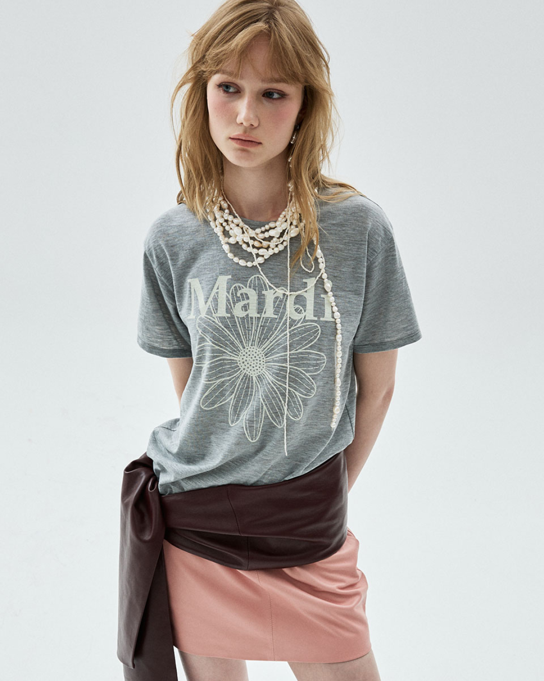 MARDI 115 SLUB COTTON RELAXED TSHIRT FLOWERMARDI