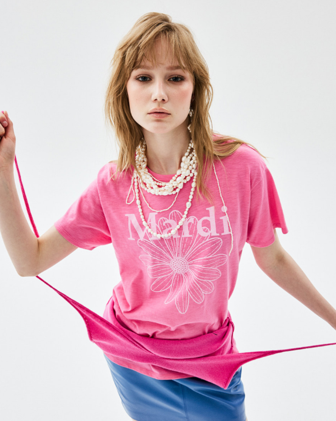 MARDI 115 SLUB COTTON RELAXED TSHIRT FLOWERMARDI
