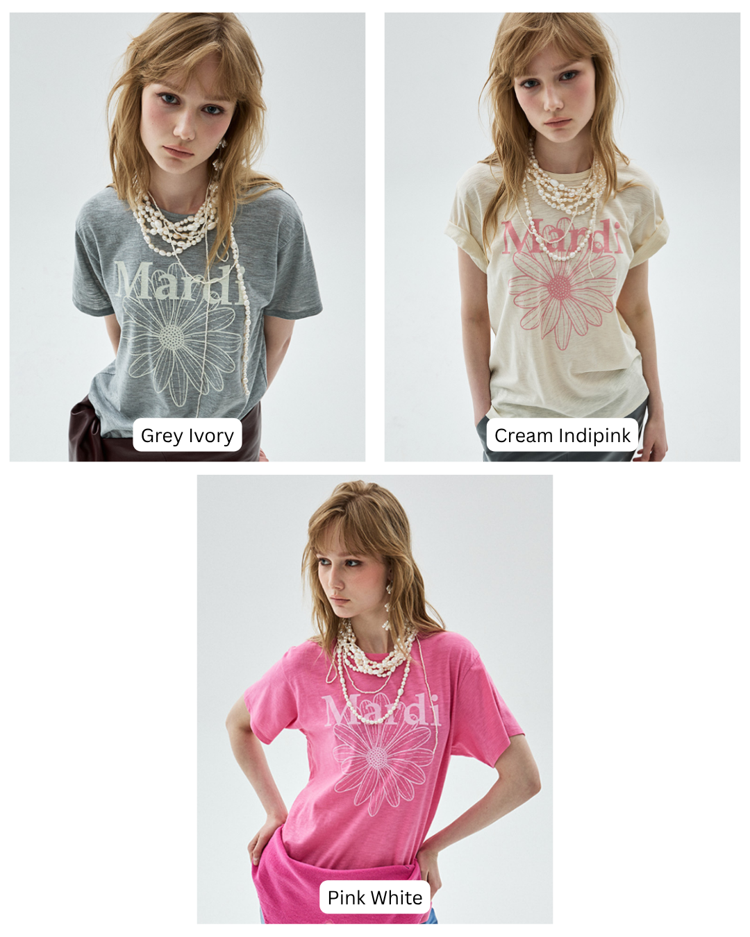 MARDI 115 SLUB COTTON RELAXED TSHIRT FLOWERMARDI