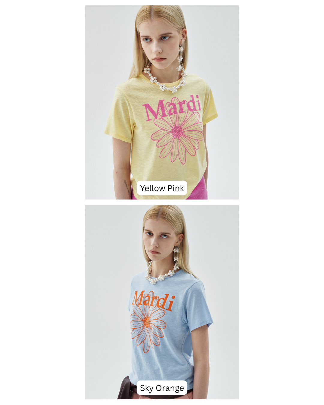 MARDI 116 SLUB COTTON SLIM TSHIRT FLOWERMARDI