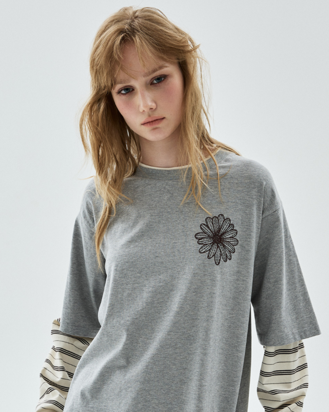 MARDI 119 TSHIRT LONG SLEEVE LAYERED FLOWER