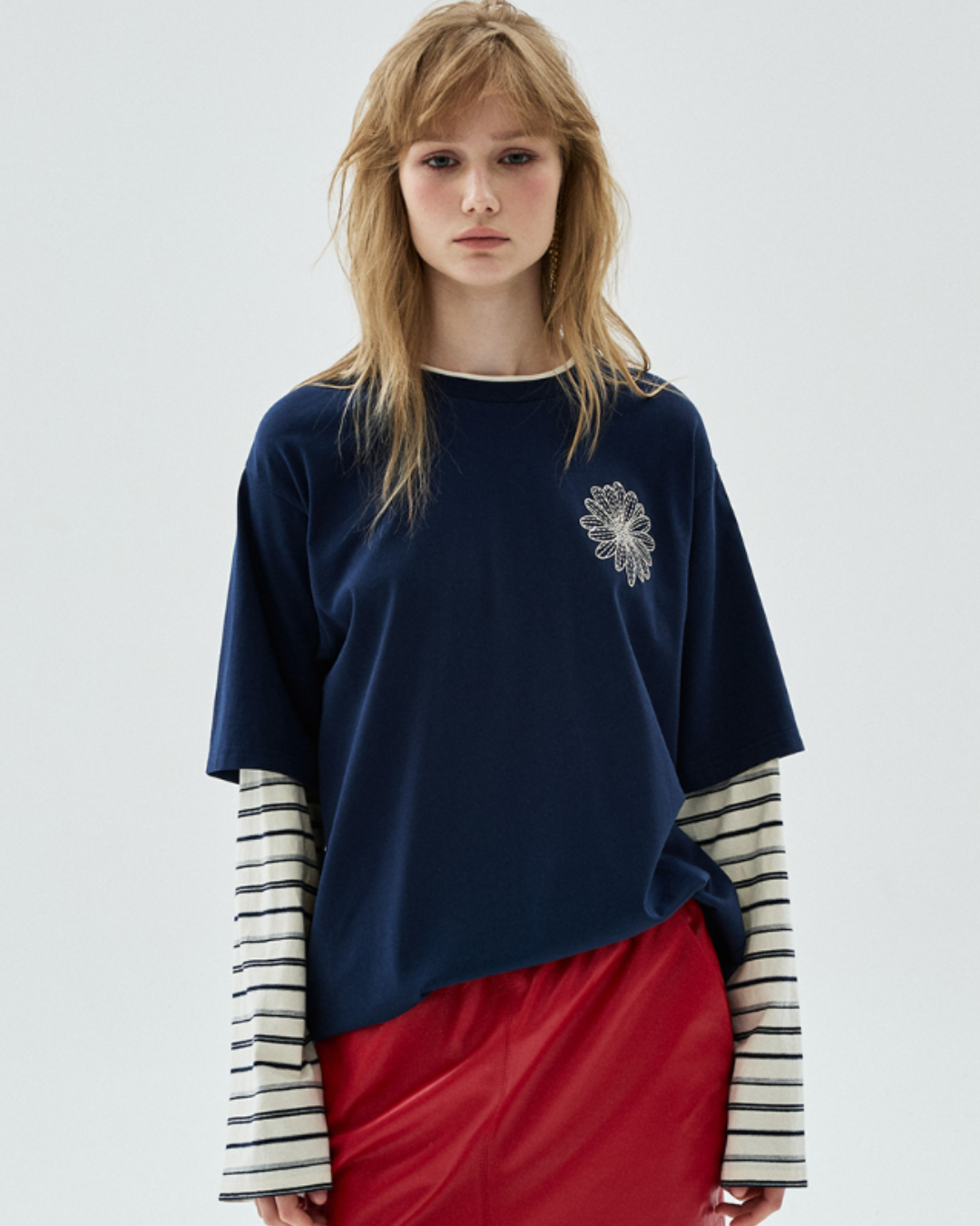MARDI 119 TSHIRT LONG SLEEVE LAYERED FLOWER