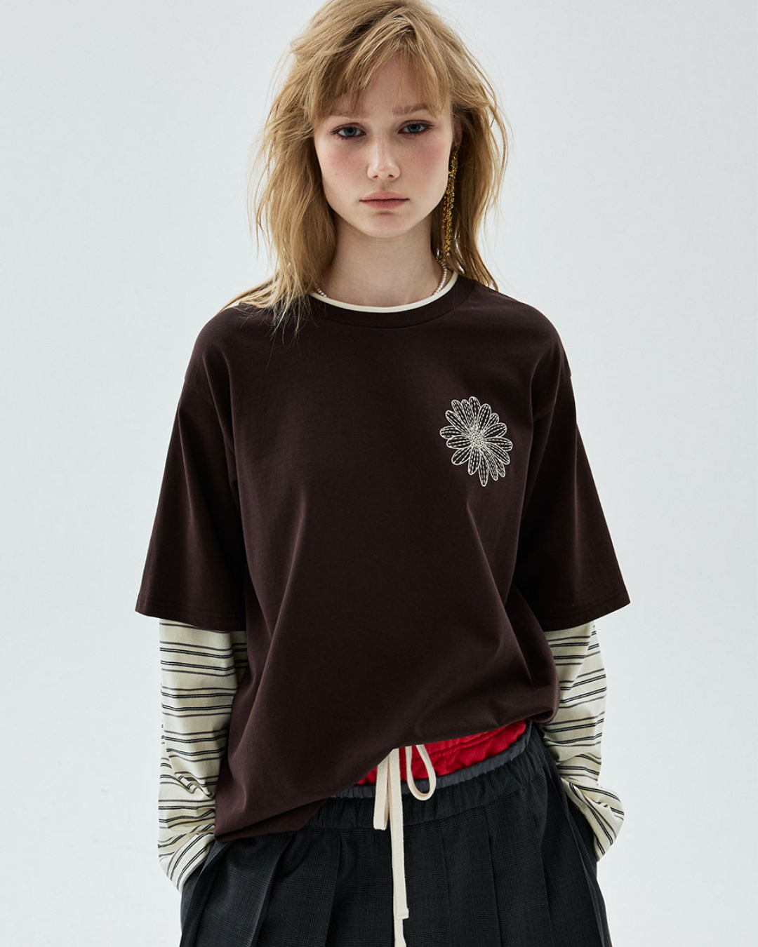 MARDI 119 TSHIRT LONG SLEEVE LAYERED FLOWER