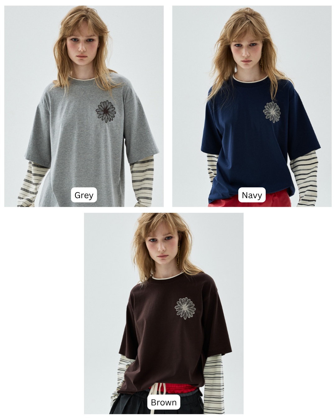 MARDI 119 TSHIRT LONG SLEEVE LAYERED FLOWER