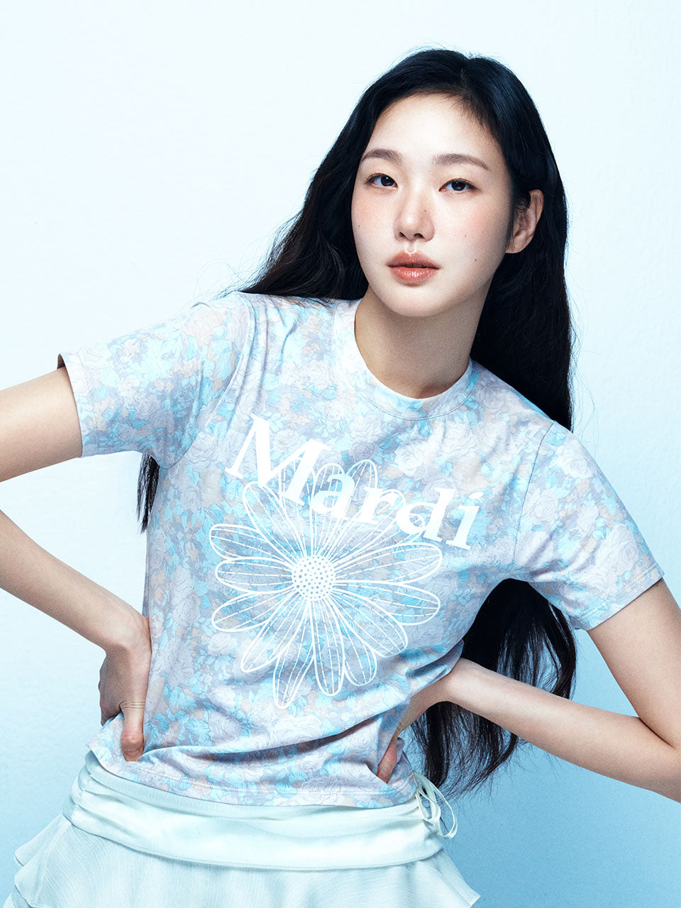 MARDI 104 SLIM TSHIRT FLOWERMARDI FLEUR DE ROSE