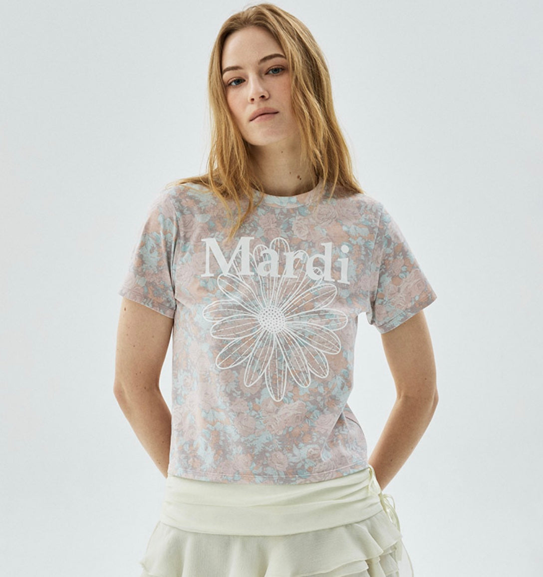 MARDI 104 SLIM TSHIRT FLOWERMARDI FLEUR DE ROSE