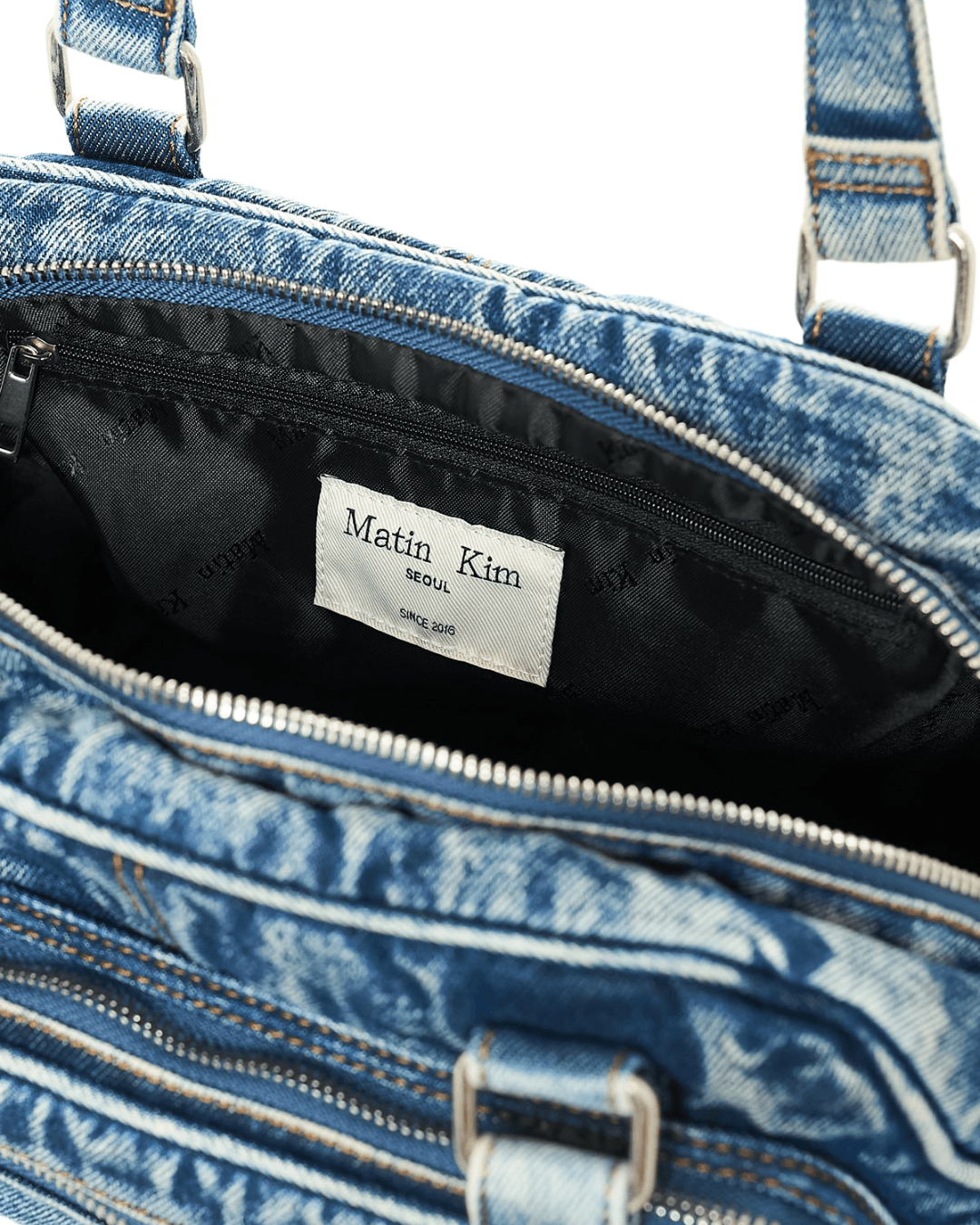 MATIN KIM 017 Dust Denim One Pocket Shoulder Bag (Blue)