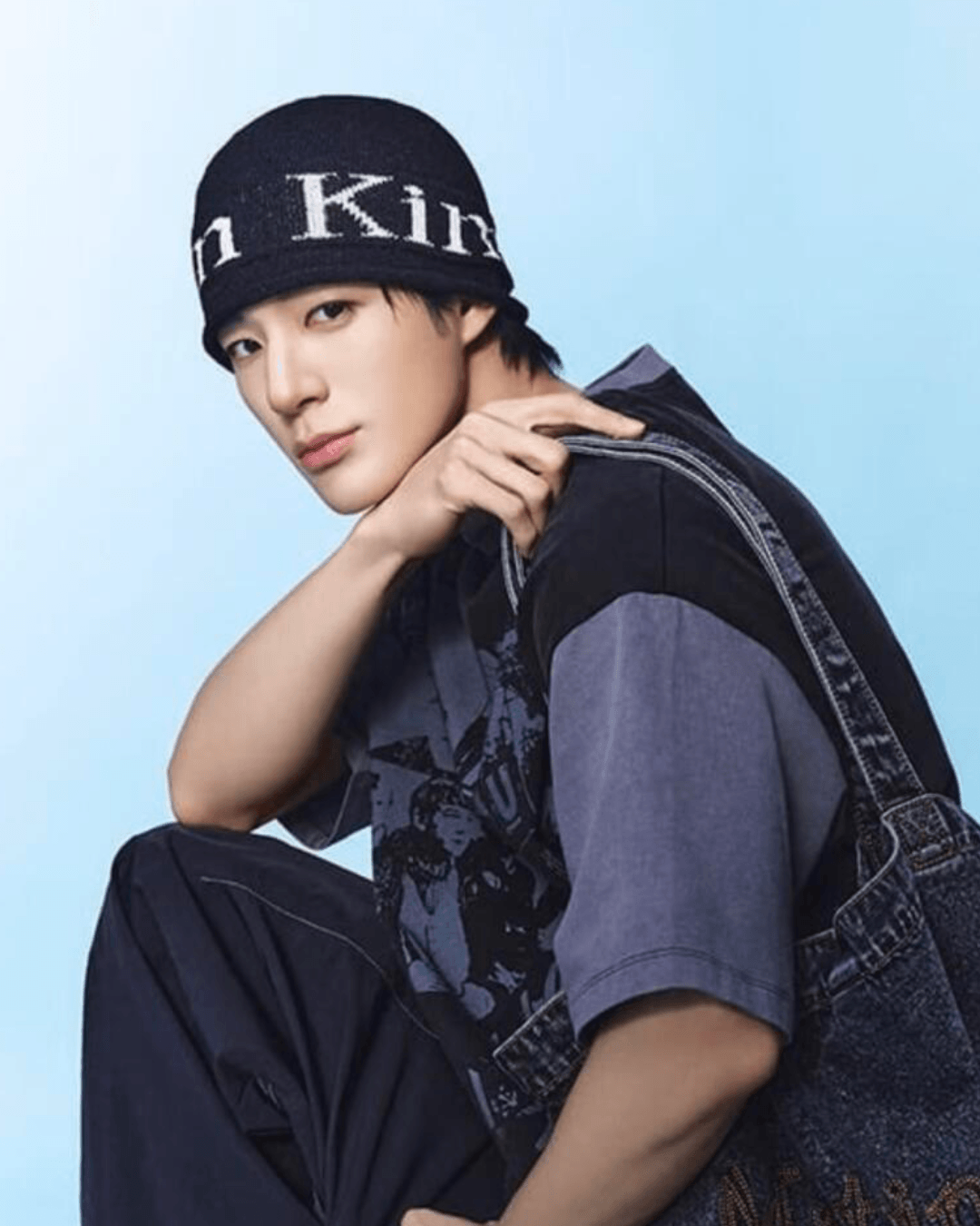 MATIN KIM 038 Logo Jacquard Short Beanie
