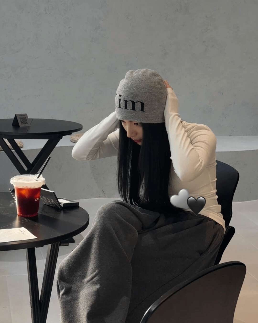 MATIN KIM 038 Logo Jacquard Short Beanie