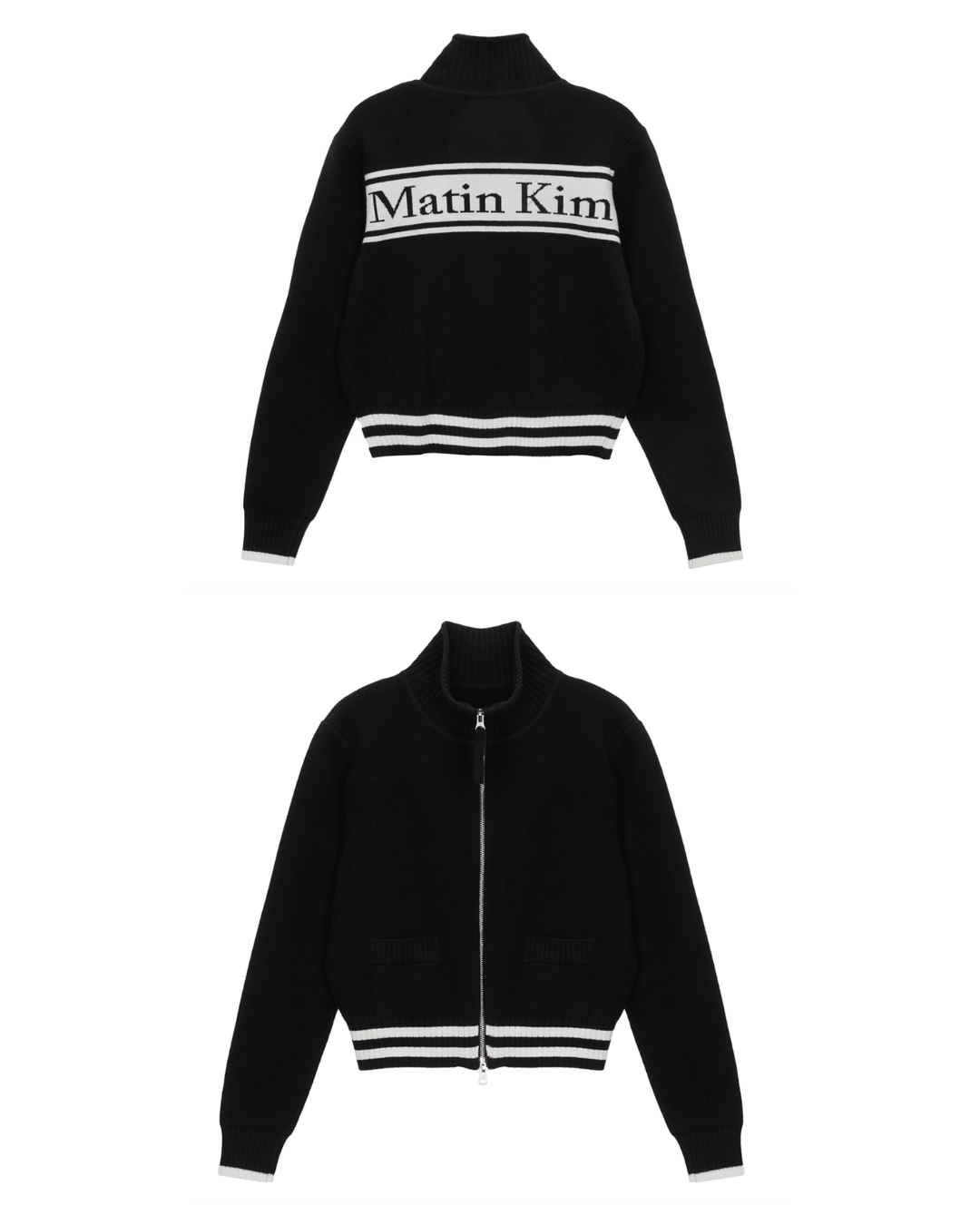 MATIN KIM 042 Spell Point Strip Knit Cardigan