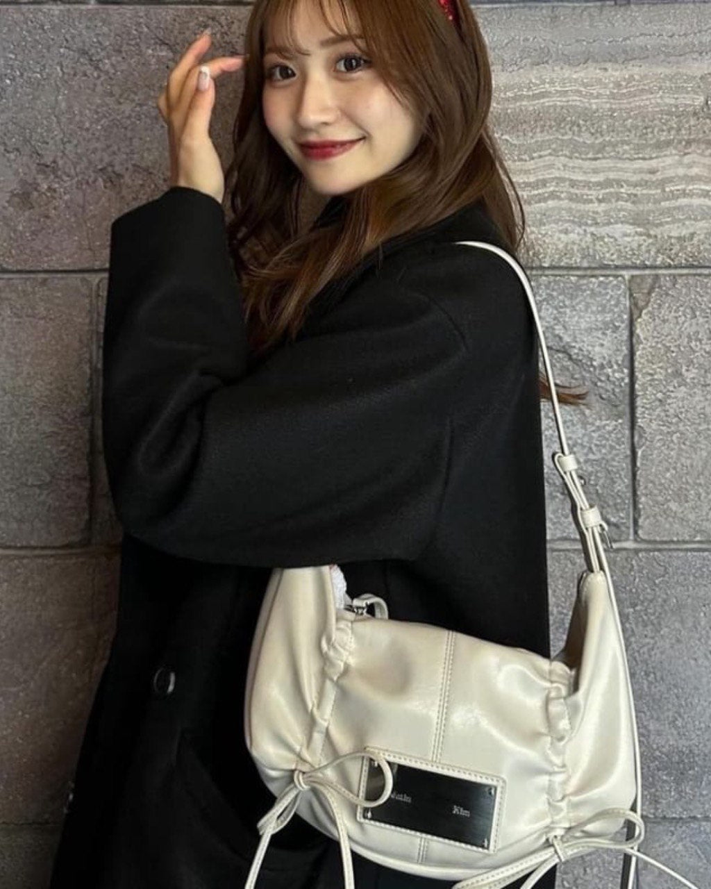 MATIN KIM Half Shirring Ribbon Round Bag