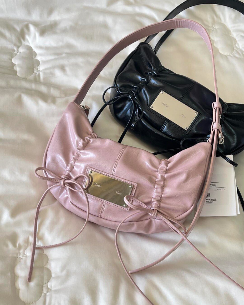 MATIN KIM Half Shirring Ribbon Round Bag