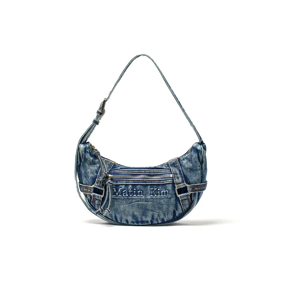 MATIN KIM 016 Washed Denim Mini Hobo Bag