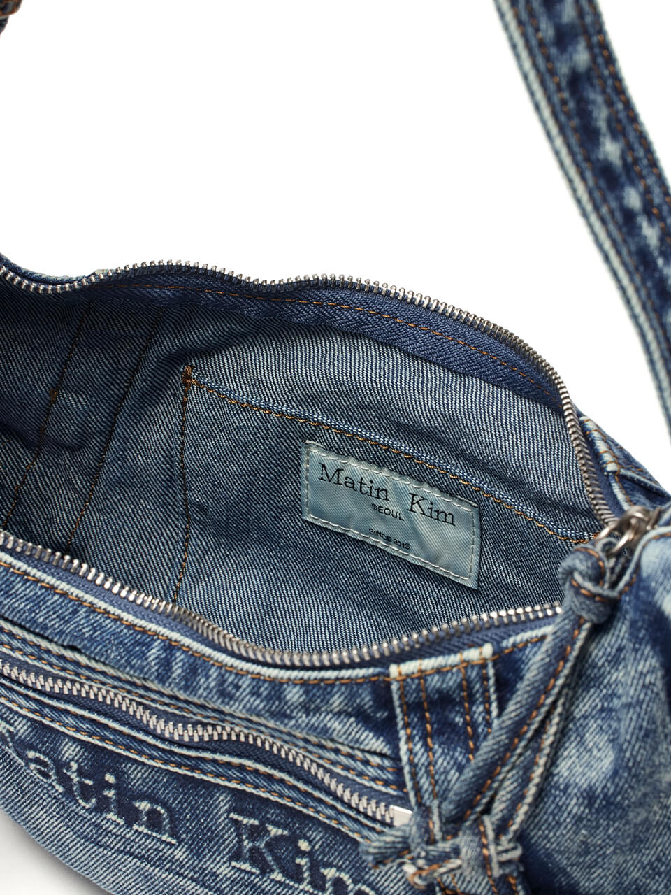 MATIN KIM 016 Washed Denim Mini Hobo Bag