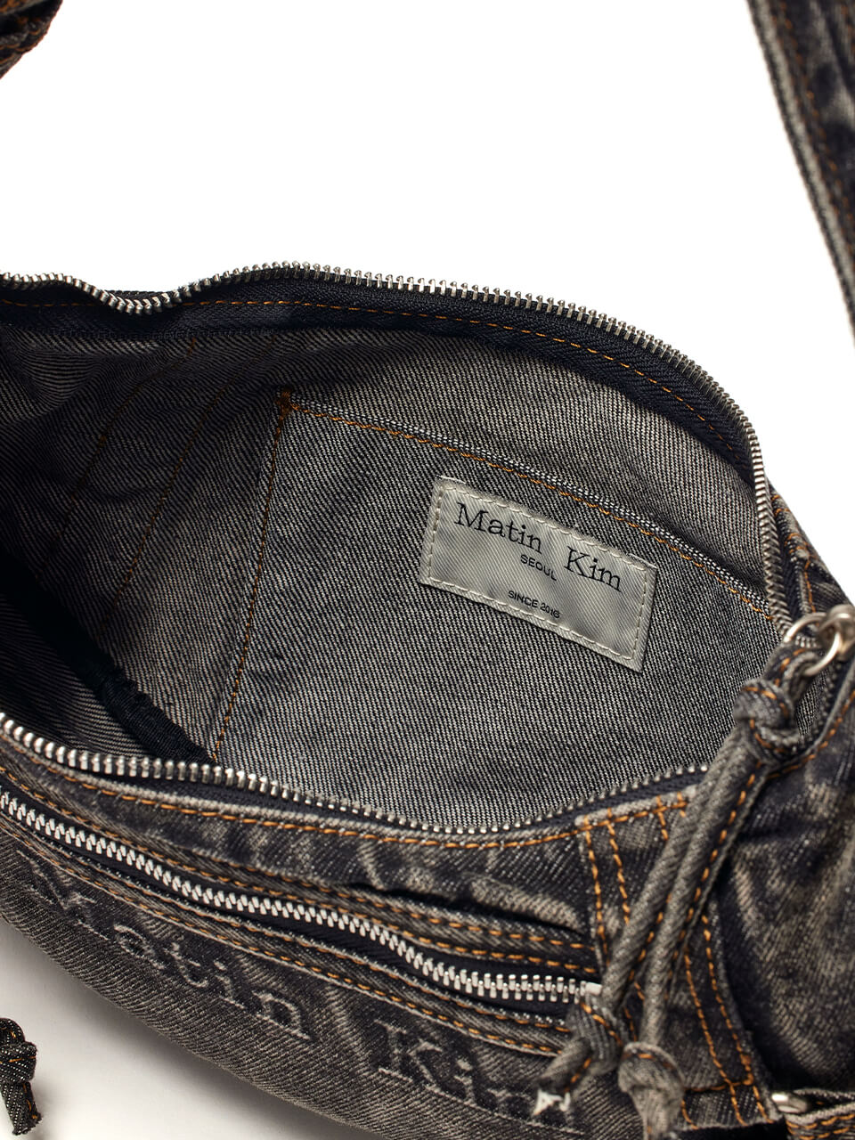 MATIN KIM 016 Washed Denim Mini Hobo Bag